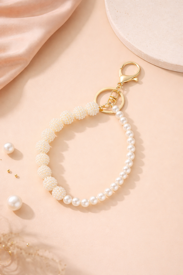 Luxury Pearl Phone Charm – Elegant Beaded Strap for Phone & Bag | Aesthetic Gold Keychain Charm