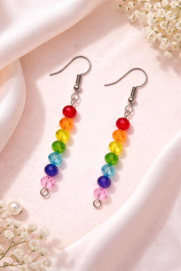 Rainbow Crystal Beaded Drop Earrings for Women