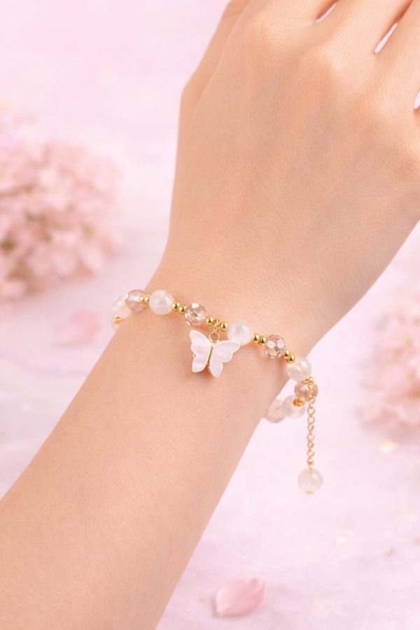 Milky White Butterfly Charm Bracelet