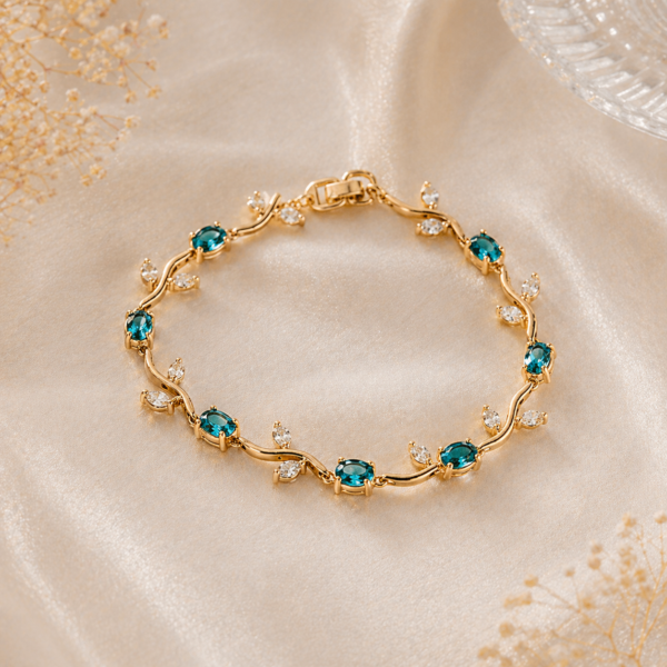 Gold Plated Blue Tulip Bracelet for Women