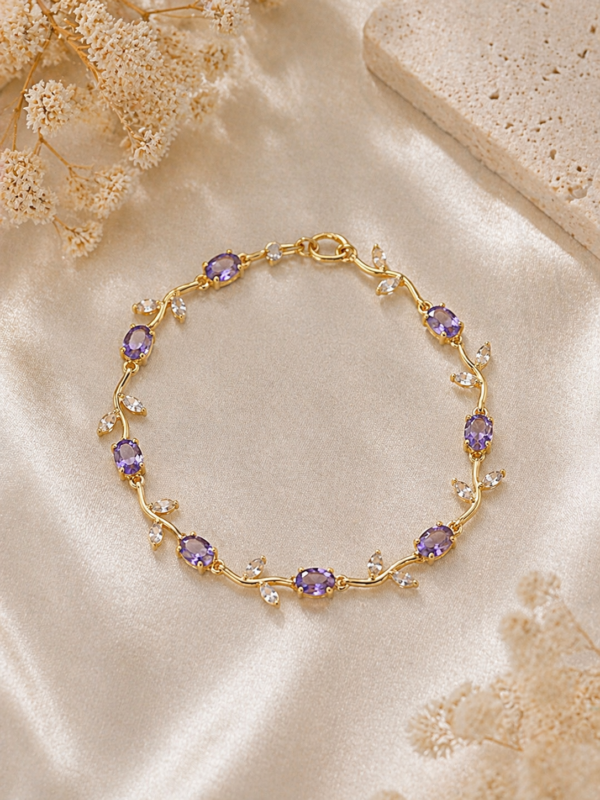 Gold Plated Purple Tulip Bracelet for Women