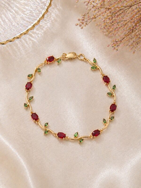 Gold Plated Red Tulip Bracelet for Women