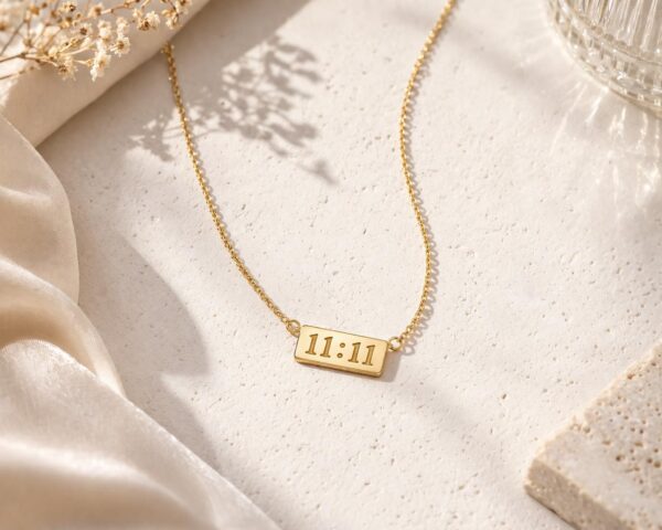11:11 Angel Number Necklace for Women | Gold Stainless Steel Manifestation Pendant Necklace | Anti Tarnish Minimalist Korean Jewelry Gift for Girls